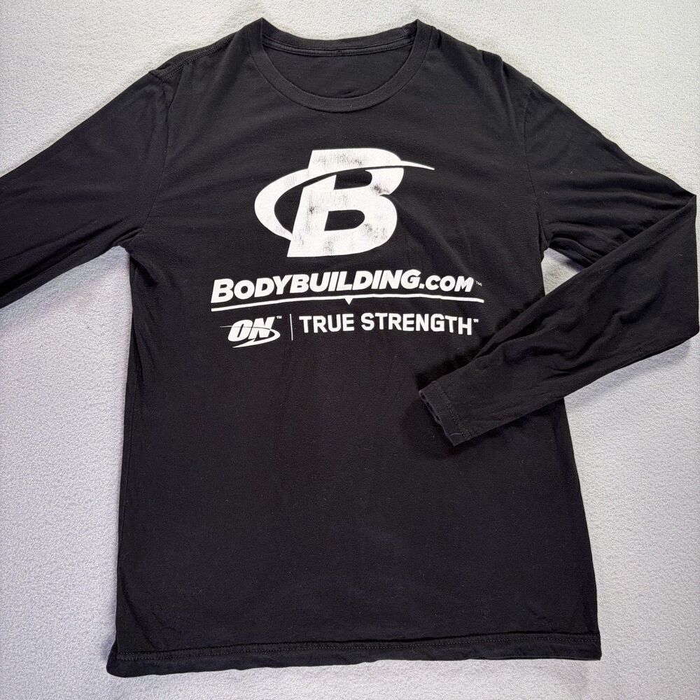 Vintage Women Size S Body Building.com On True Strength Black Long Sleeve Shirt